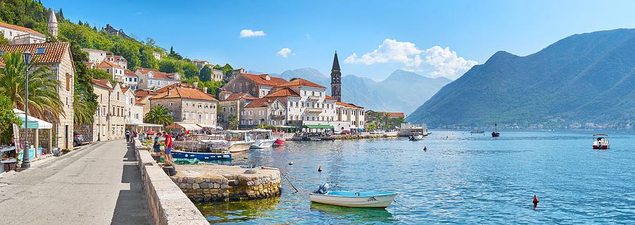 Architecture Photograph - Perast Panoramic Landscape View, Kotor by Jan Wlodarczyk