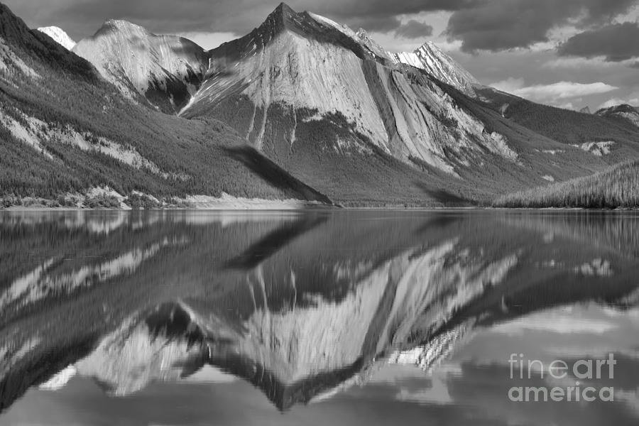 Perfect Afternoon Reflections At Medicine Lake Black And White Photograph by Adam Jewell
