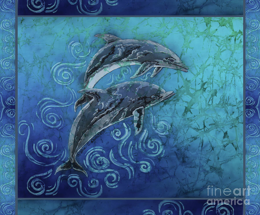 Perfect Pair - Porpoise Painting by Sue Duda