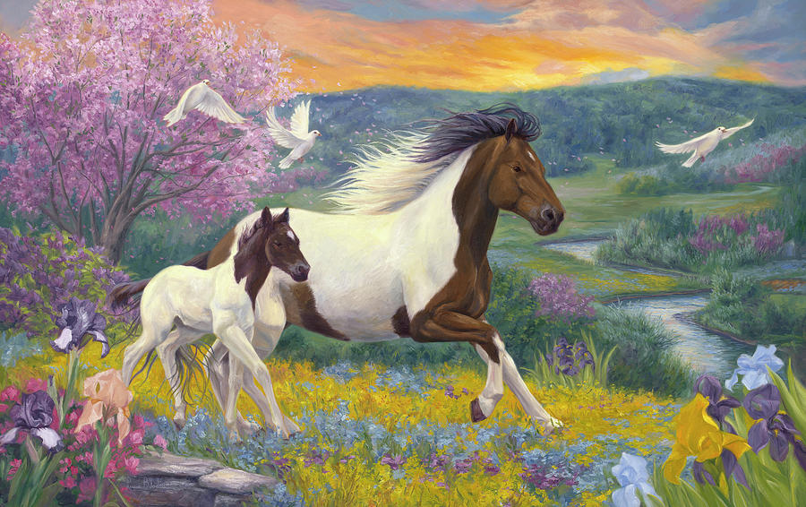 Horse Painting - Perfect Spring Day by Lucie Bilodeau