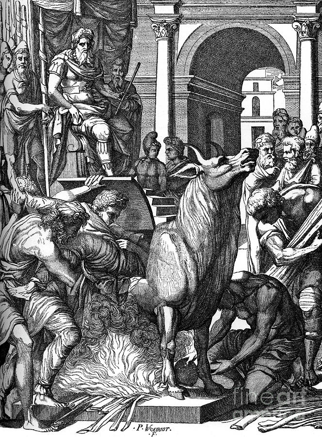 Perillus Condemned To The Bronze Bull Drawing by Print Collector