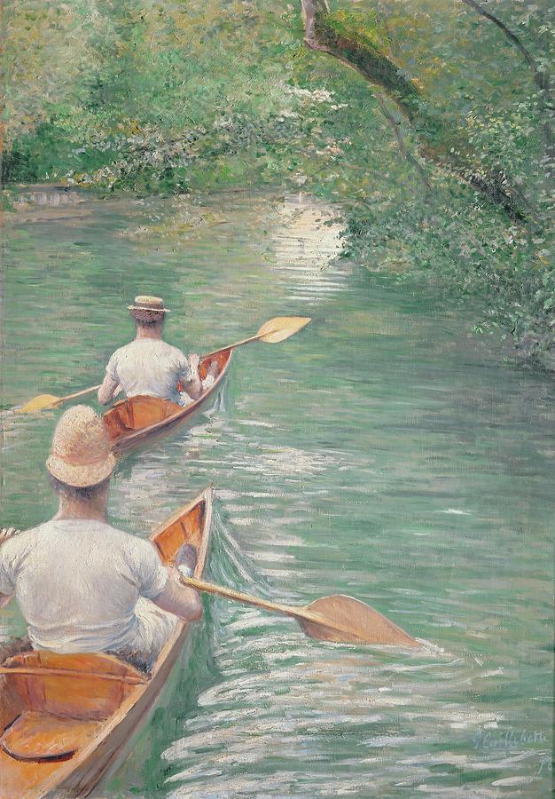 Perissoires-The canoes, 1878 Oil on canvas, 155 x 108 cm. Painting by Gustave Caillebotte -1848-1894-