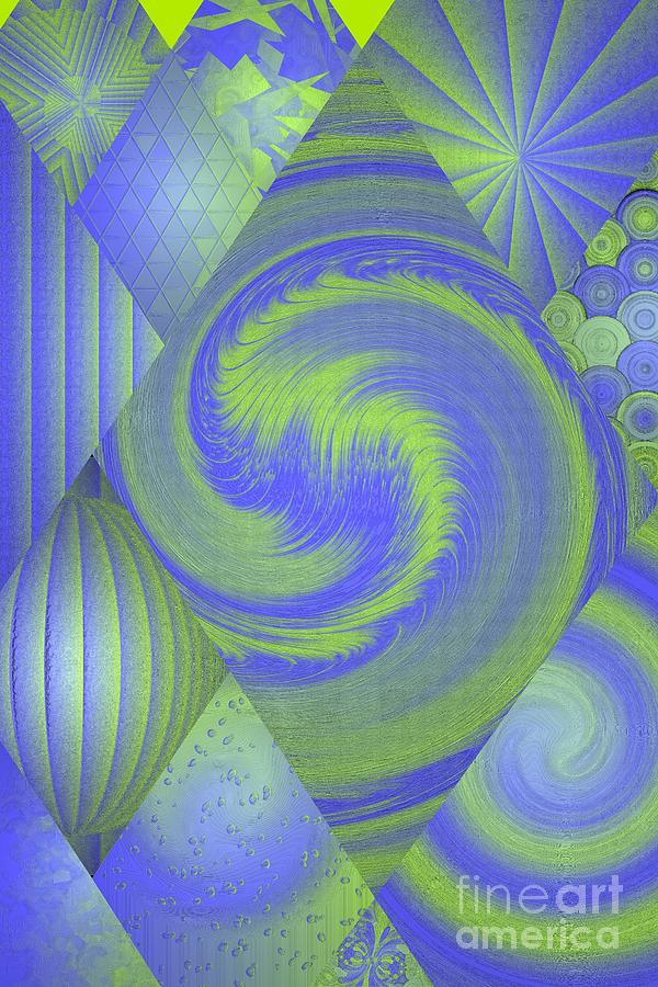 Periwinkle And Chartreuse Modern Collage Digital Art by Rachel Hannah
