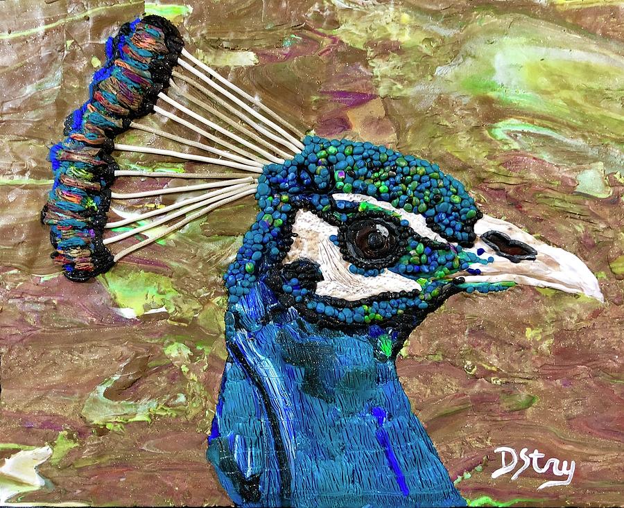 Perky Peacock Mixed Media by Deborah Stanley