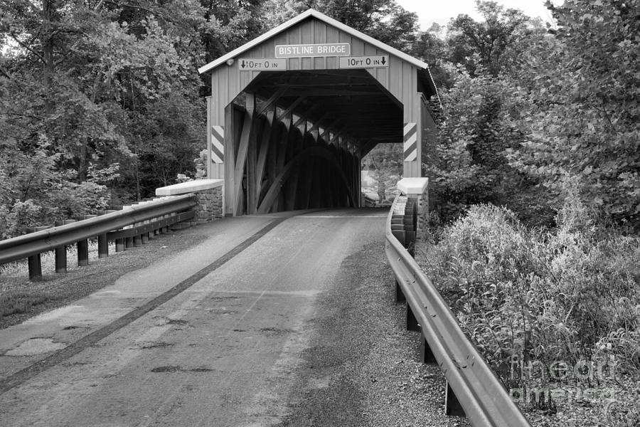 Perry County Bistline Covered Bridge Black And White Photograph by Adam Jewell