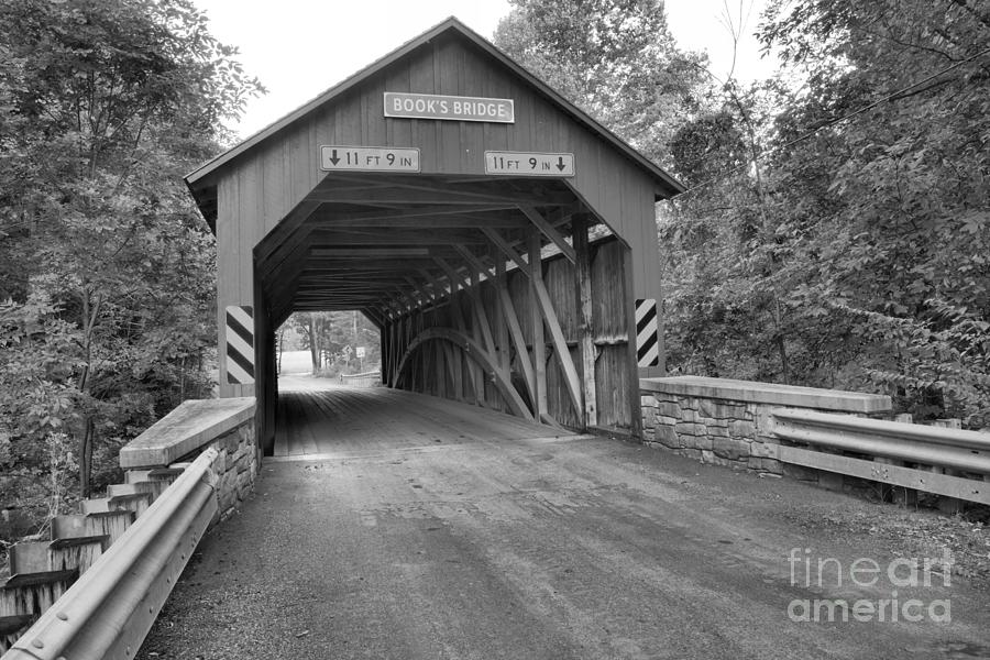 Perry County Books Covered Bridge Black And White Photograph by Adam Jewell