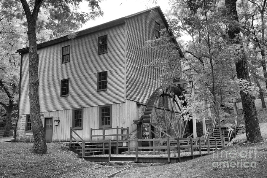 Perry County PA Grist Mill Black And White Photograph by Adam Jewell