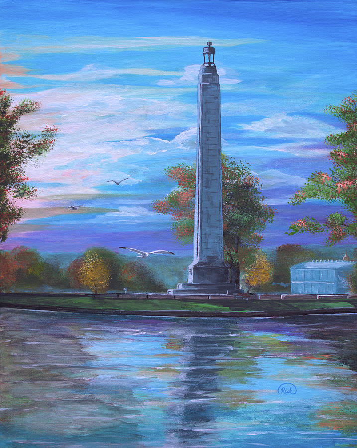 Seagull Painting - Perry Monument by Rick Mcclelland