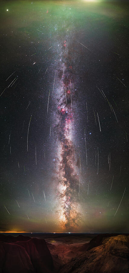 Perseids & Milky Way Photograph by Shuang Zhi