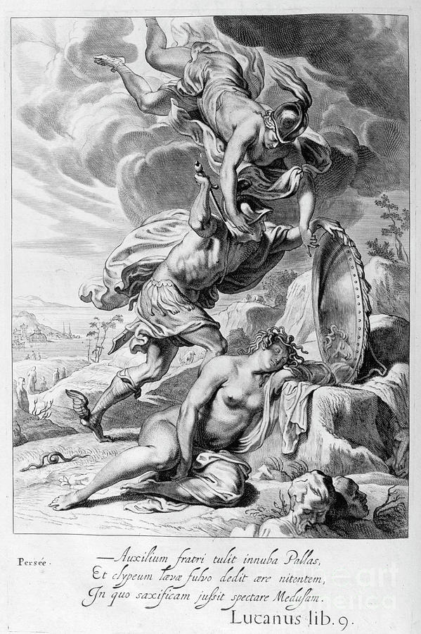 Engraving Drawing - Perseus Cuts Off Medusas Head, 1655 by Print Collector