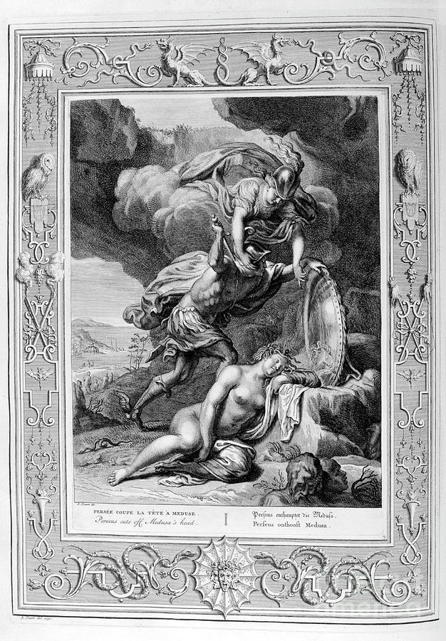 Gorgon Drawing - Perseus Cuts Off Medusas Head, 1733 by Print Collector