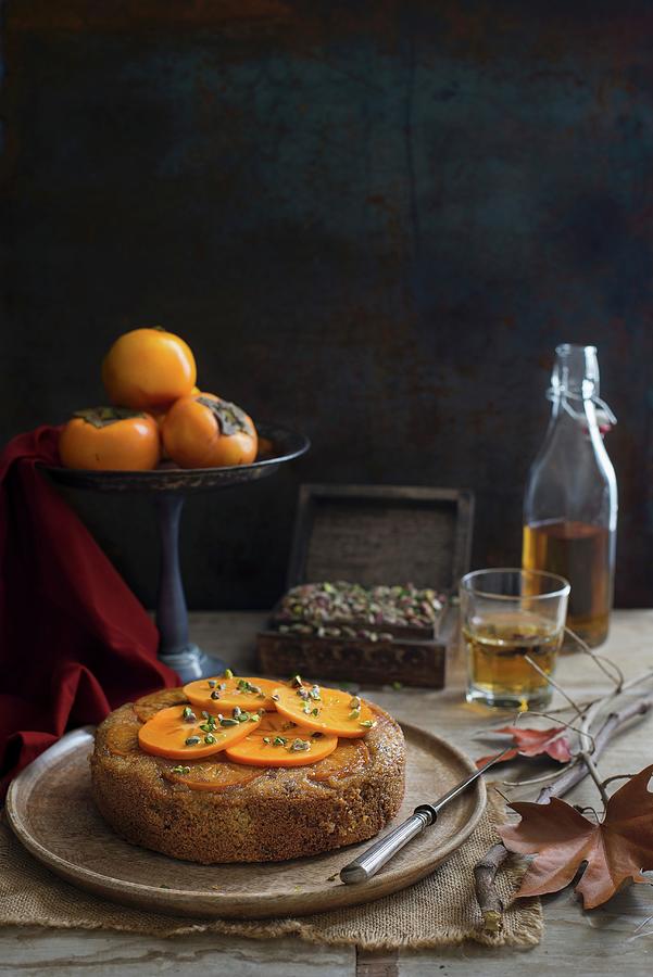 Persimmon Maple Upside Down Cake Photograph by The White Ramekins