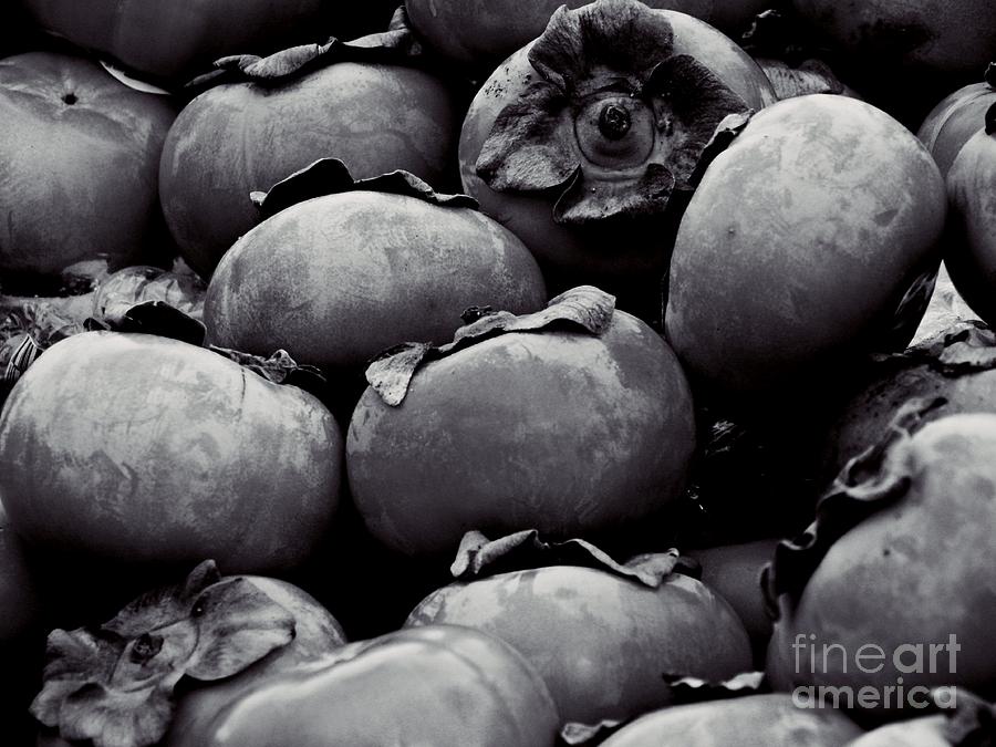 Persimmons Grayscale Photograph