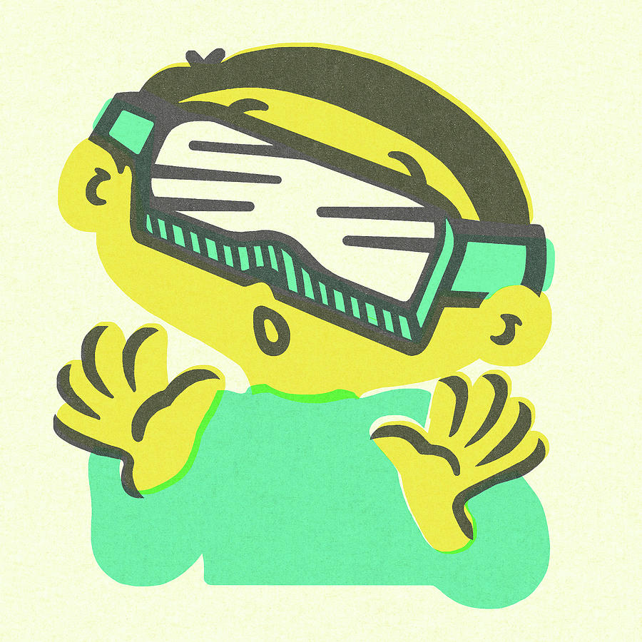 Goggle Drawing - Person Wearing Virtual Reality Goggles by CSA Images