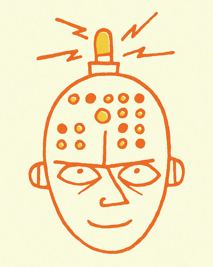 Science Fiction Drawing - Person With Alarm On Top Of Head by CSA Images