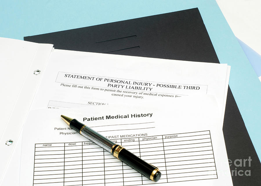 Personal Injury Form Photograph by Sherry Yates Young/science Photo