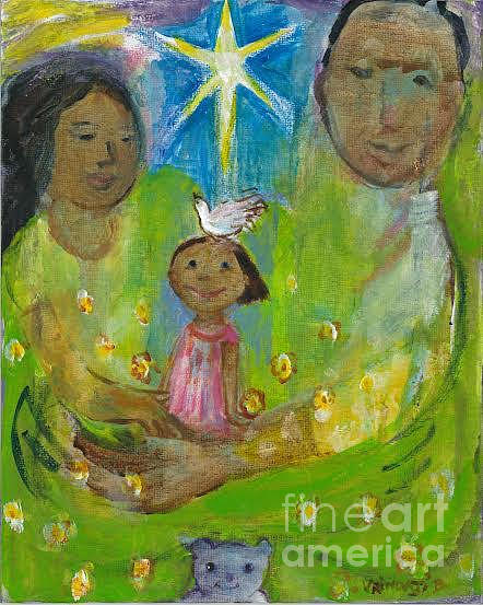 Personal Prayer Painting Family Painting by Vrindaji Bowman