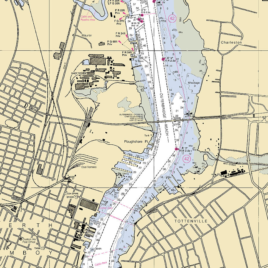 perth-amboy-new-jersey-nautical-chart-v2-mixed-media-by-sea-koast