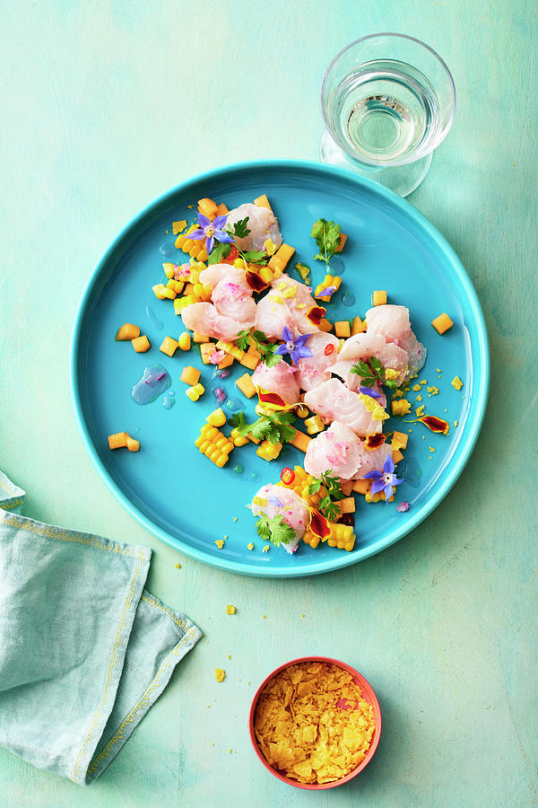 Peruvian Ceviche Salad Made From Bass With Honeydew Melon Photograph by Stockfood Studios / Andrea Thode Photography
