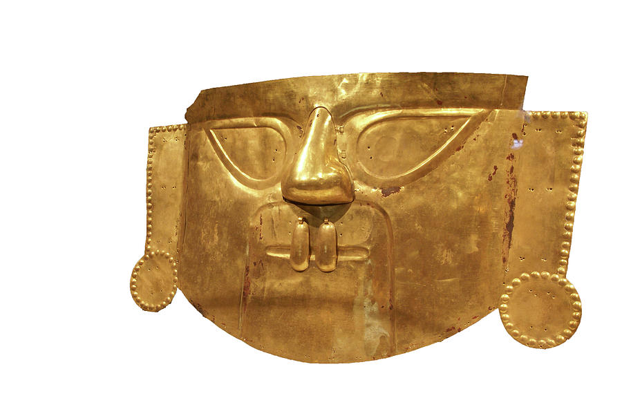 Peruvian Funerary mask, hammered gold from Peru , 9th - 11th cen Photograph by Steve Estvanik