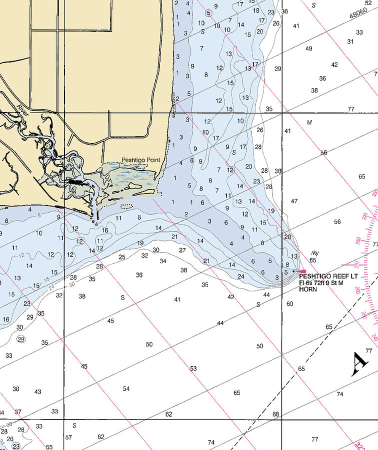 Peshtigo Reef-lake Michigan Nautical Chart Mixed Media by Bret Johnstad ...