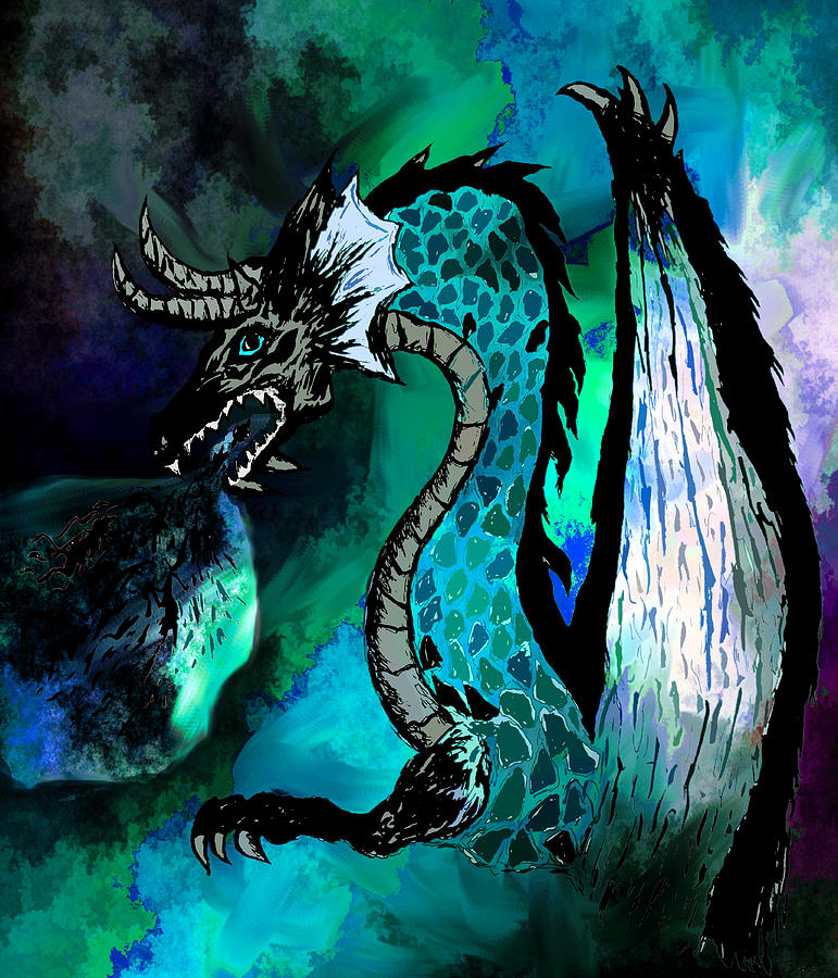 Pet Dragon Colors Drawing by Abstract Angel Artist Stephen K