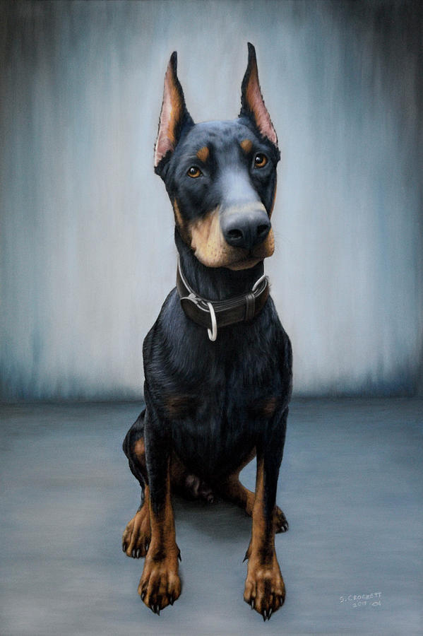 Portrait Painting - Pet Portrait Of A Doberman Dog by Steve Crockett