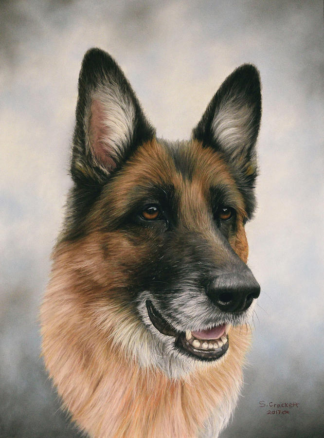 Pet Portrait Of Dakota The German Shepherd Painting by Steve Crockett ...