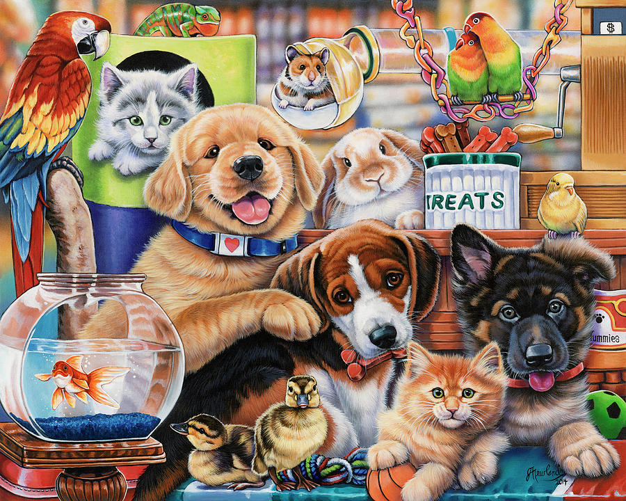 Animal Painting - Pet Shop by Jenny Newland