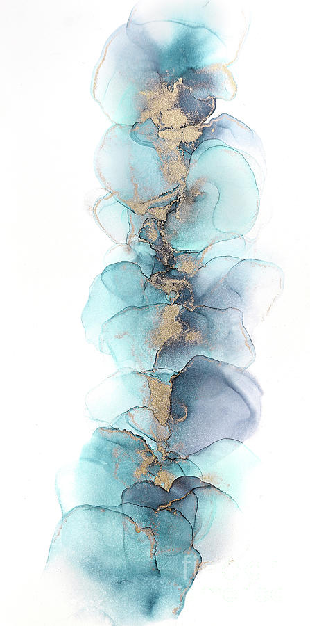 Petals Teal and Gold Abstract Painting Painting by Alissa Beth Photography