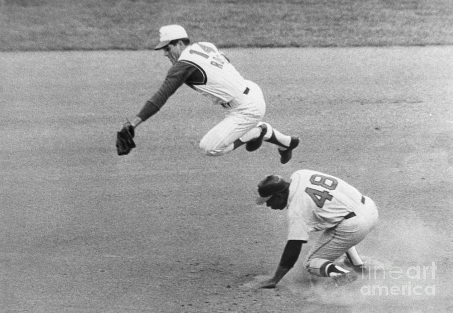 Pete Rose Attempting To Tag Base Runner Photograph by Bettmann
