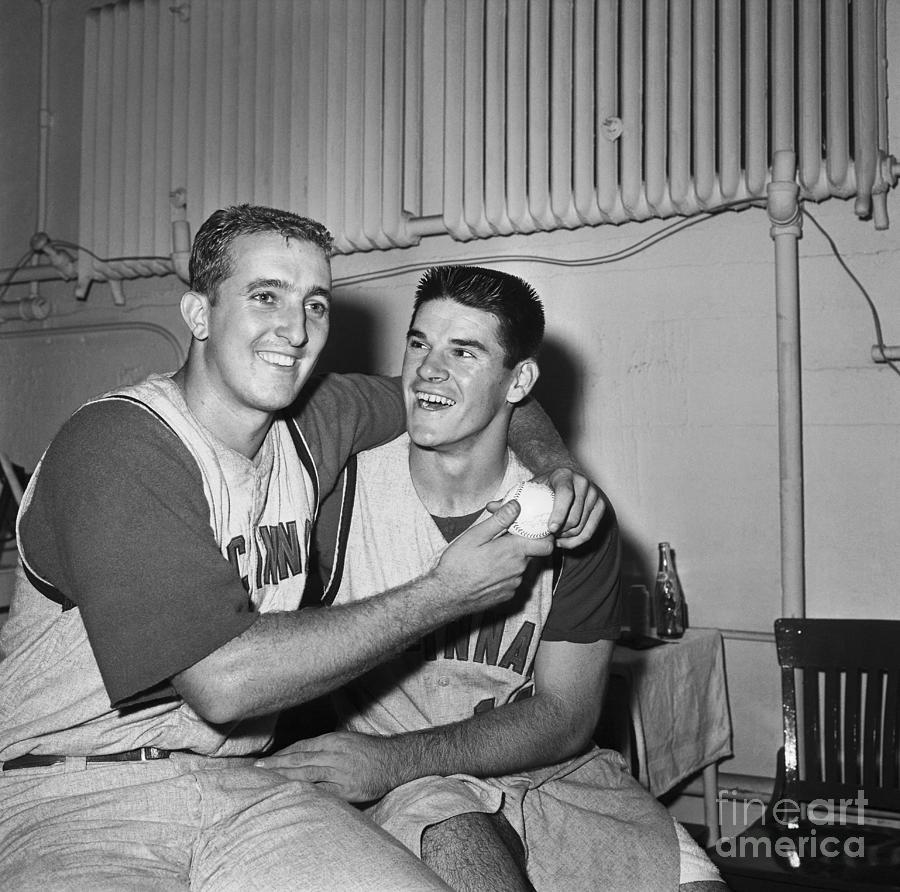Pete Rose With Jim Maloney After Victory by Bettmann