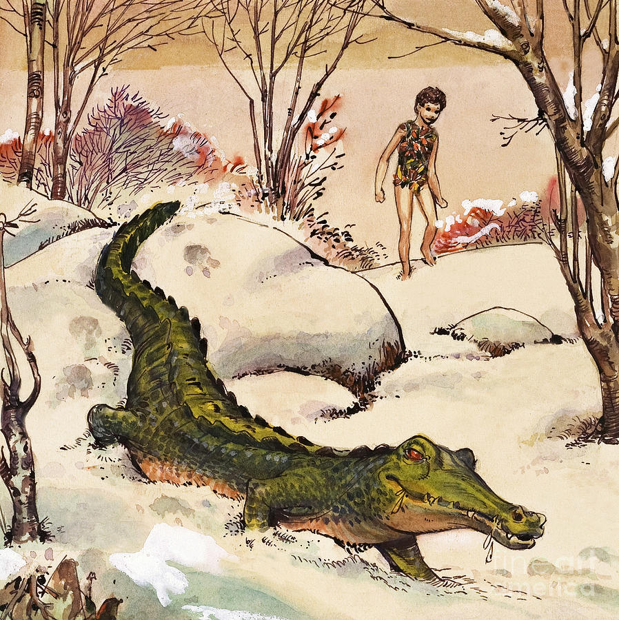 Peter Follows The Crocodile, Illustration From Peter Pan By Jm Barrie Painting by Nadir Quinto