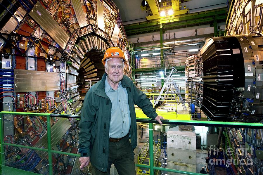 Peter Higgs At The Cms Detector Photograph by Cern/science Photo Library