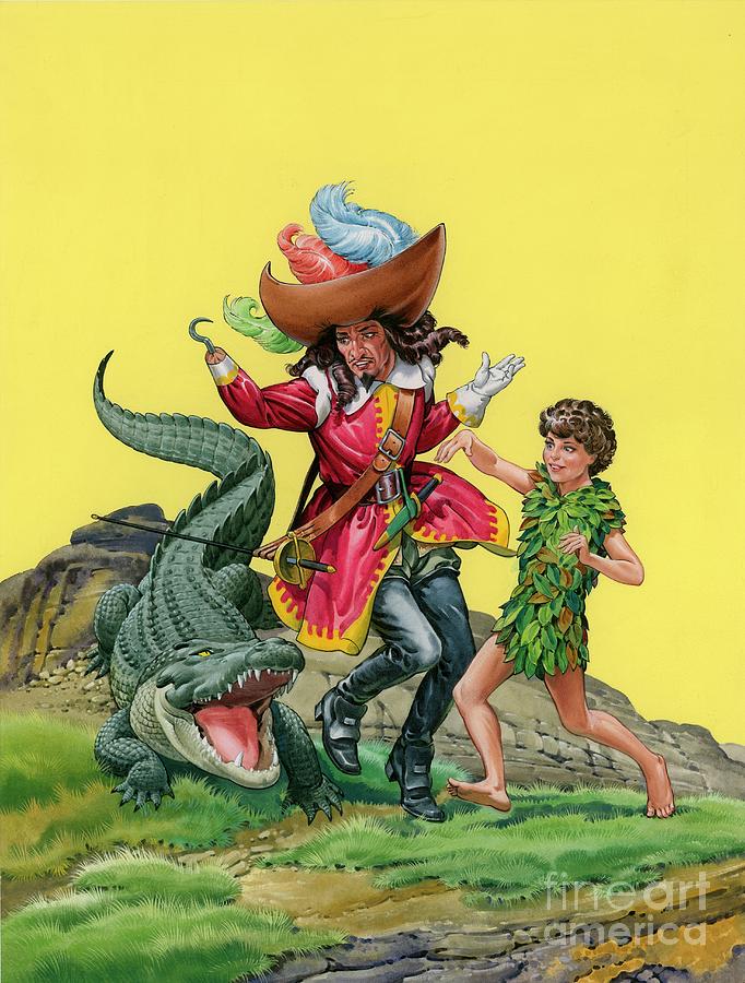 Peter Pan Captain Hook And The Crocodile Painting By Quinto Martini