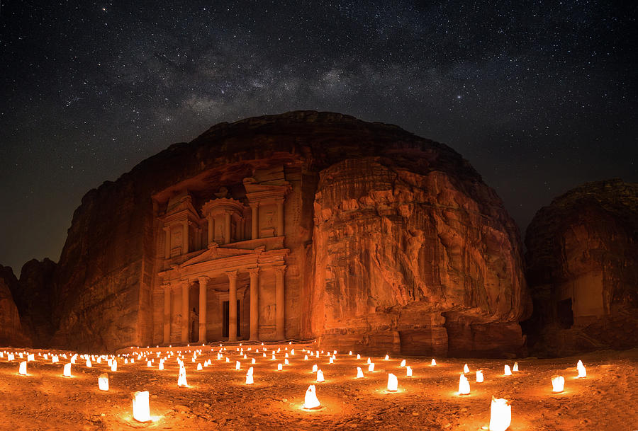Petra By Night Photograph by Khalid Jamal