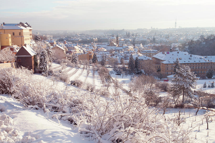 Petrin Hill and Prague Hradchany in Winter Photograph by Jenny Rainbow