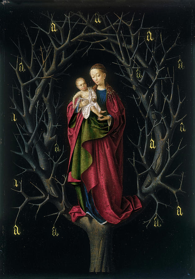 Petrus Christus -Baerle-Duc, ca. 1410-Bruges, 1475-76-. The Virgin of the dry Tree -ca. 1465-. Oi... Painting by Christus Petrus -c 1420-c 1475-