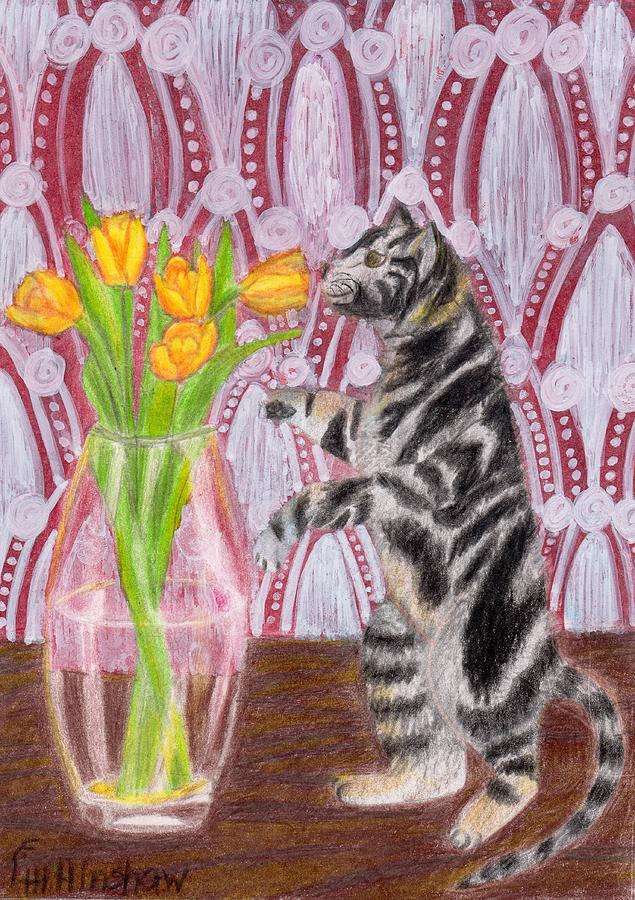 Petunia and the Tulips Painting by Lisa Hinshaw