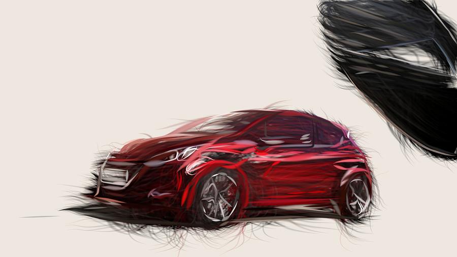 Peugeot 208 GTI Draw Digital Art by CarsToon Concept