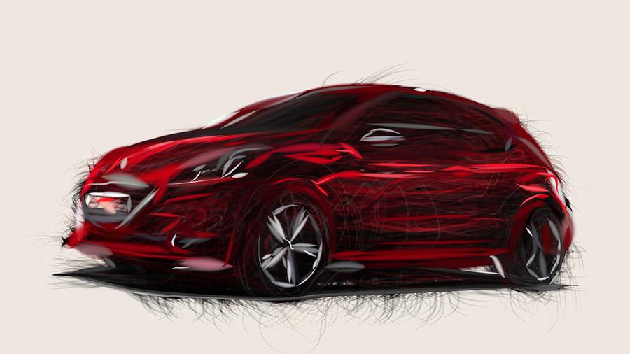 Peugeot 208 GTi Drawing Digital Art by CarsToon Concept