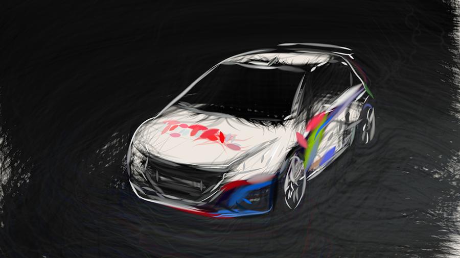 Peugeot 208 R5 Rally Car Draw Digital Art by CarsToon Concept