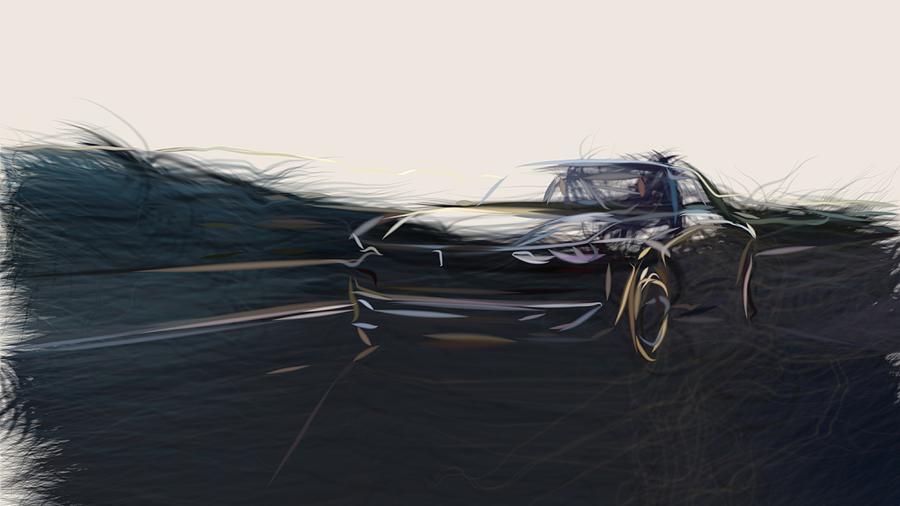 Peugeot e Legend Drawing Digital Art by CarsToon Concept