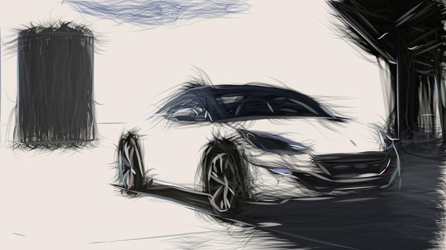Peugeot RCZ Drawing Digital Art by CarsToon Concept