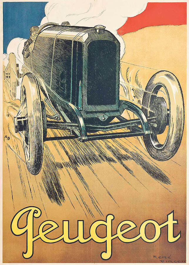 Peugeot Vintage Car Poster Digital Art by Carlos V