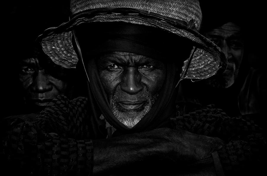 Portrait Photograph - Peul Men Watching The Gerewol - Niger by Joxe Inazio Kuesta Garmendia