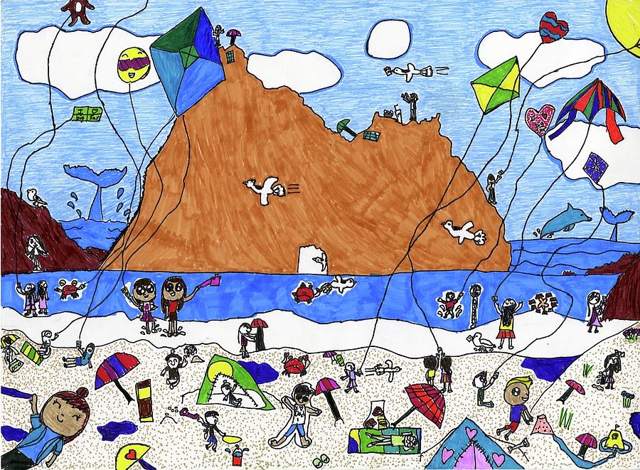 Beach Drawing - Pfeiffer Beach by Natalie Henriquez grade 2 by California Coastal Commission