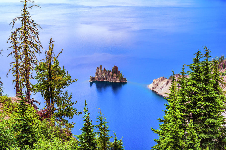 Crater Lake National Park Photograph - Phantom Ship In The Blue by Joseph S Giacalone