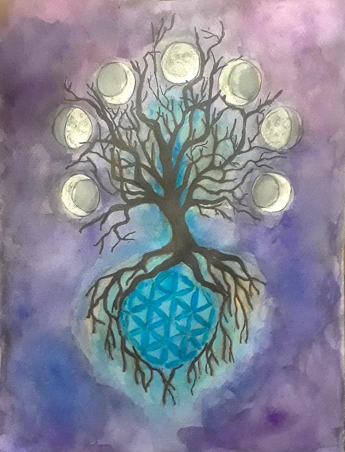 Tree Painting - Phases by Jennie Hallbrown Tree Painting - Phases by Jennie Hallbrown