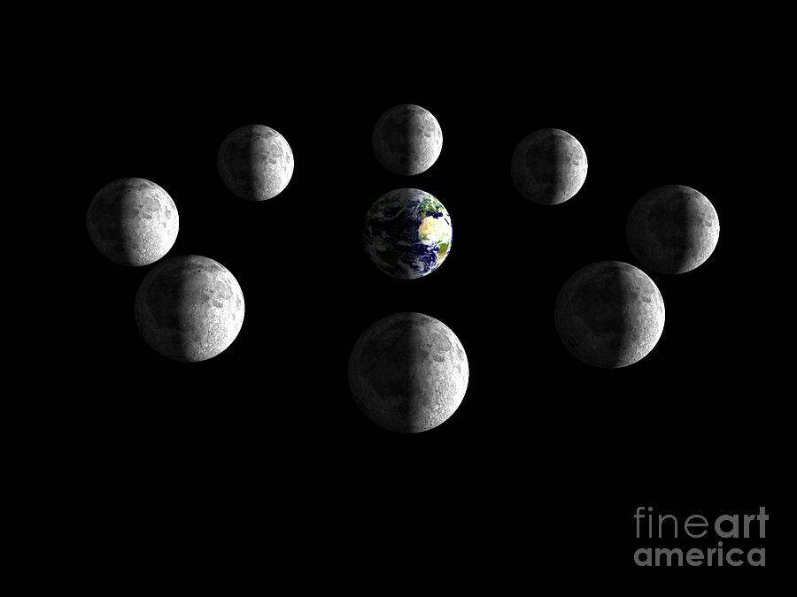 Phases Of The Moon As Seen From Space Photograph by Tim Brown/science Photo Library